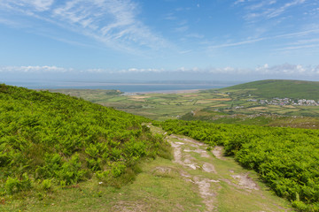 Fototapeta na wymiar Welsh countryside top of Rhossili Down by the beach The Gower peninsula 