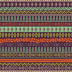 Vector ethnic seamless pattern. Hand drawn tribal striped orname