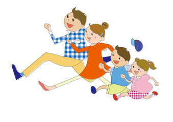 家族　走る　ジャンプする