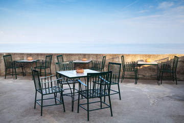 Open space seaside open restaurant interior