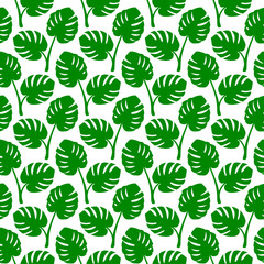 Retro Seamless Pattern Monstera Green