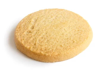 Foto auf Leinwand Single round shortbread biscuit isolated on white. © Moving Moment