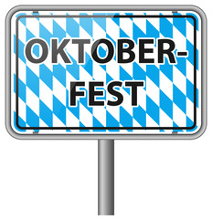 Oktoberfest Schild mit Bayern Flagge Vektor