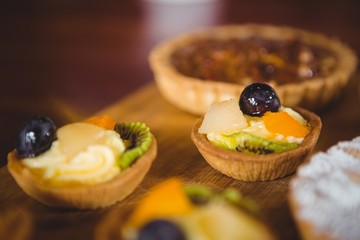 Close up view of little fruit pies
