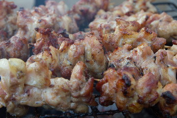 Chicken grilled on charcoal, Thai food