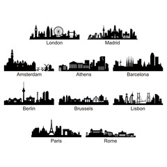 City Skyline of European Country - Vector Silhouette © jongjawi
