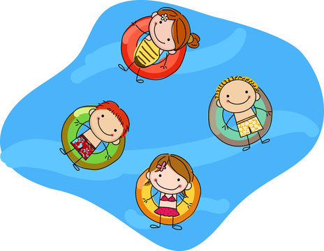 kids floating on inflatable rings