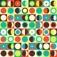 Geometric abstract seamless pattern. Retro 60s style and colors. - 90478644