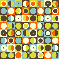 Geometric abstract seamless pattern. Retro 60s style and colors. - 90478678