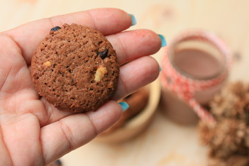 Chocolate chip cookies and cocoa drinks