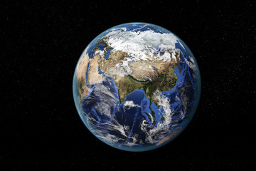 Detailed view of Earth from space, showing Asia and the Far East. Elements of this image furnished by NASA