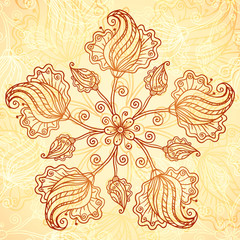 Ornate vintage isolated doodle vector flowers