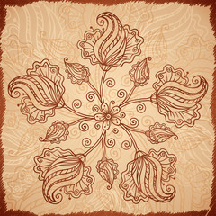 Ornate vintage isolated doodle vector flowers