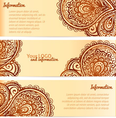 Ornate henna ornament vintage vector banners