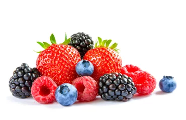 Gordijnen Big Pile of Fresh Berries on the White Background © Maksym Protsenko