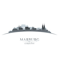 Obraz premium Marburg Germany city skyline silhouette white background