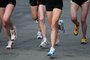 Fototapeta premium People running in city marathon..