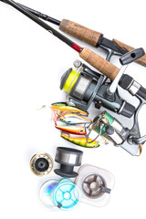 fishing tackles - rod, reel, line and lures