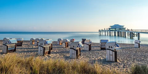 Tuinposter Strandstoelen in Timmendorfer Strand, Oostzee © Benno Hoff