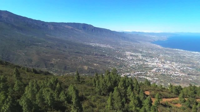 Aerial footage of Guimar area in southTenerife Island, Canary island, Spain.