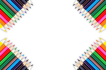 Colour pencils isolated on white background