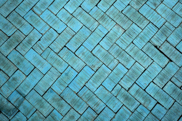 Abstract close up of a zigzag pattern blue brick (The brick on f