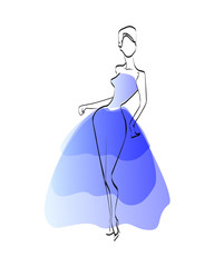 Woman. Wedding dress. Blue. Vector