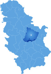 Map of Serbia, Subdivision Pomoravlje District