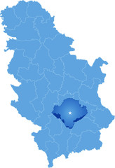 Map of Serbia, Subdivision Toplica District