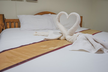 Fototapeta na wymiar Swan made from towels