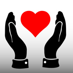 vector icon  of charity in the form of two hands with heart
