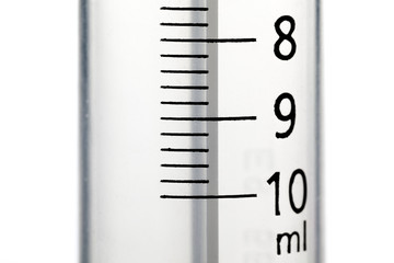 Close-up of a 10 ml syringe