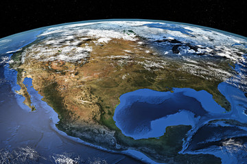 Detailed view of Earth from space, showing North America. Elements of this image furnished by NASA © Timothy Hodgkinson