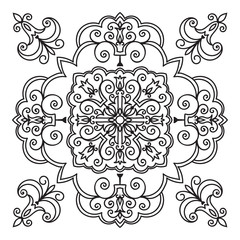 Hand drawing zentangle mandala element. Italian majolica style