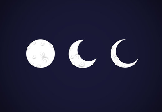 Moon phases set. Full moon and half moon phase.