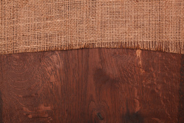 Burlap on wooden table