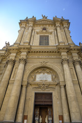 Fototapeta na wymiar Bra (Cuneo): cathedral facade. Color image