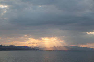 Light Pouring Through Clouds in Komodo National Park