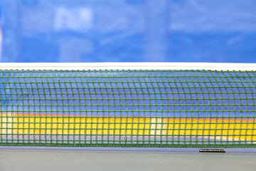 Table tennis net in the focus