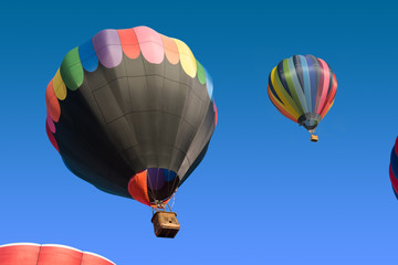 colored hot air balloons taking off