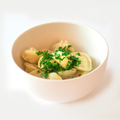 meat pockets with butter and green onion