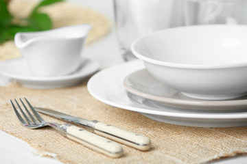 Beautiful table setting close up