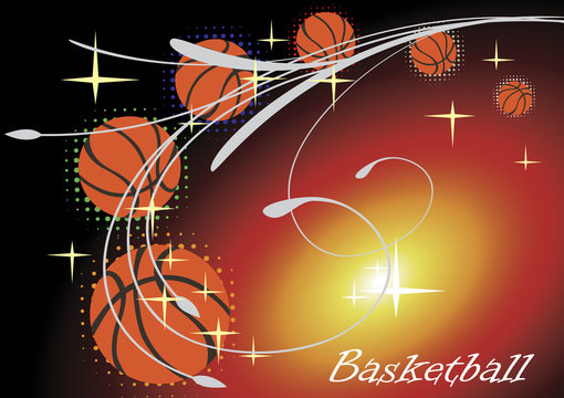 Horizontal basketball banner with stars