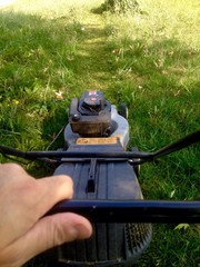 giardiniere taglia il prato