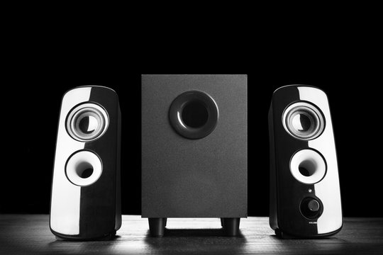 Modern black sound speakers