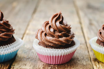 chocolate cupcakes with chocolate frosting
