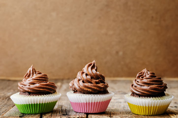 chocolate cupcakes with chocolate frosting.