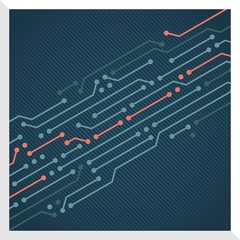 Circuit board background vector decorative computer, IT design. Blue version