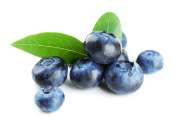 Fresh blueberries isolated on white