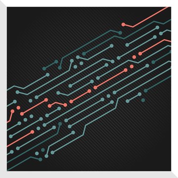 Circuit board background vector decorative computer, IT design. Black version